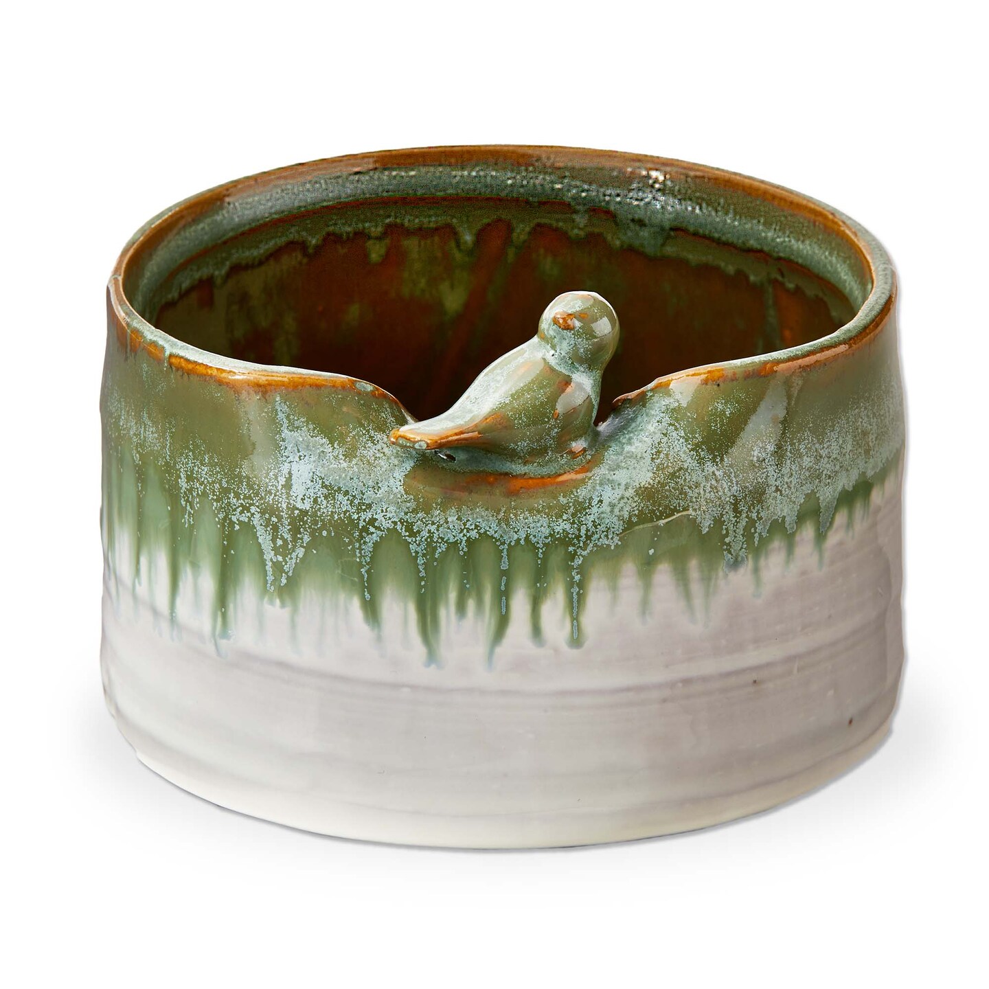 Sitting Bird Ceramic Planter - 5.5&#x22; x 5.5&#x22; x 4&#x22; - Green Multi Garden Pot for Indoor/Outdoor Decor - Wipe Clean