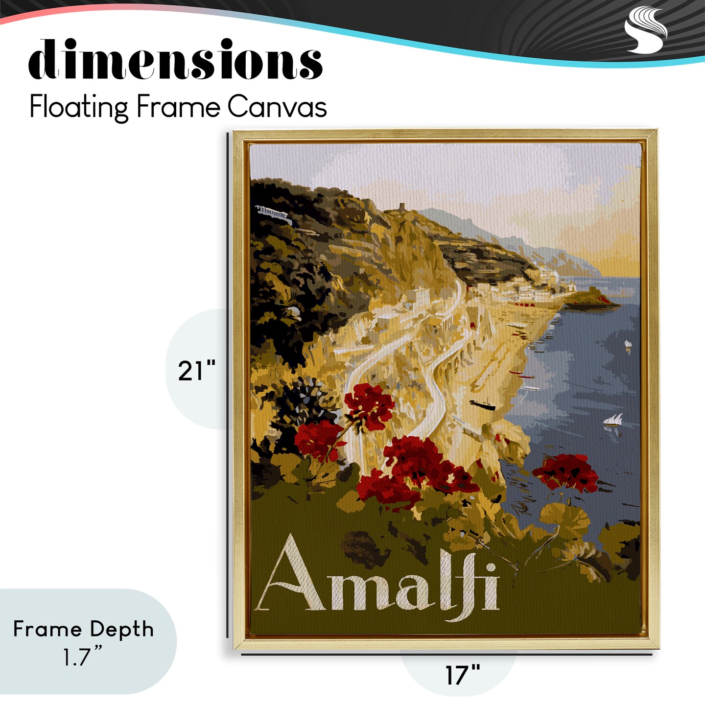 Stupell Industries Picturesque Amalfi Coast Floating Frame, design by Lil' Rue
