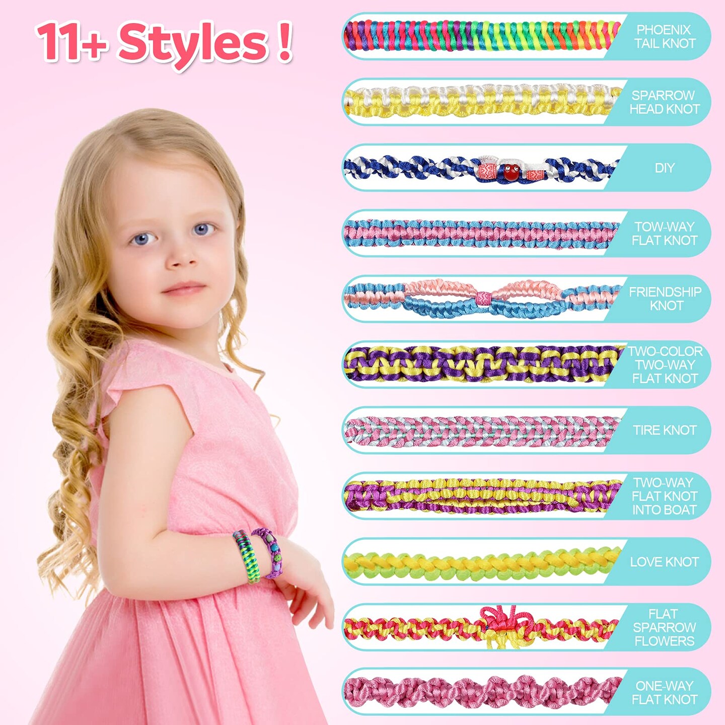 Arts and Crafts for Kids Age 8-12 Friendship Bracelet Making Kit for Girls - Best Birthday Gifts Ideas for Girl 7 9 10 11 Year Old - Popular Bracelets String Maker Toys Set