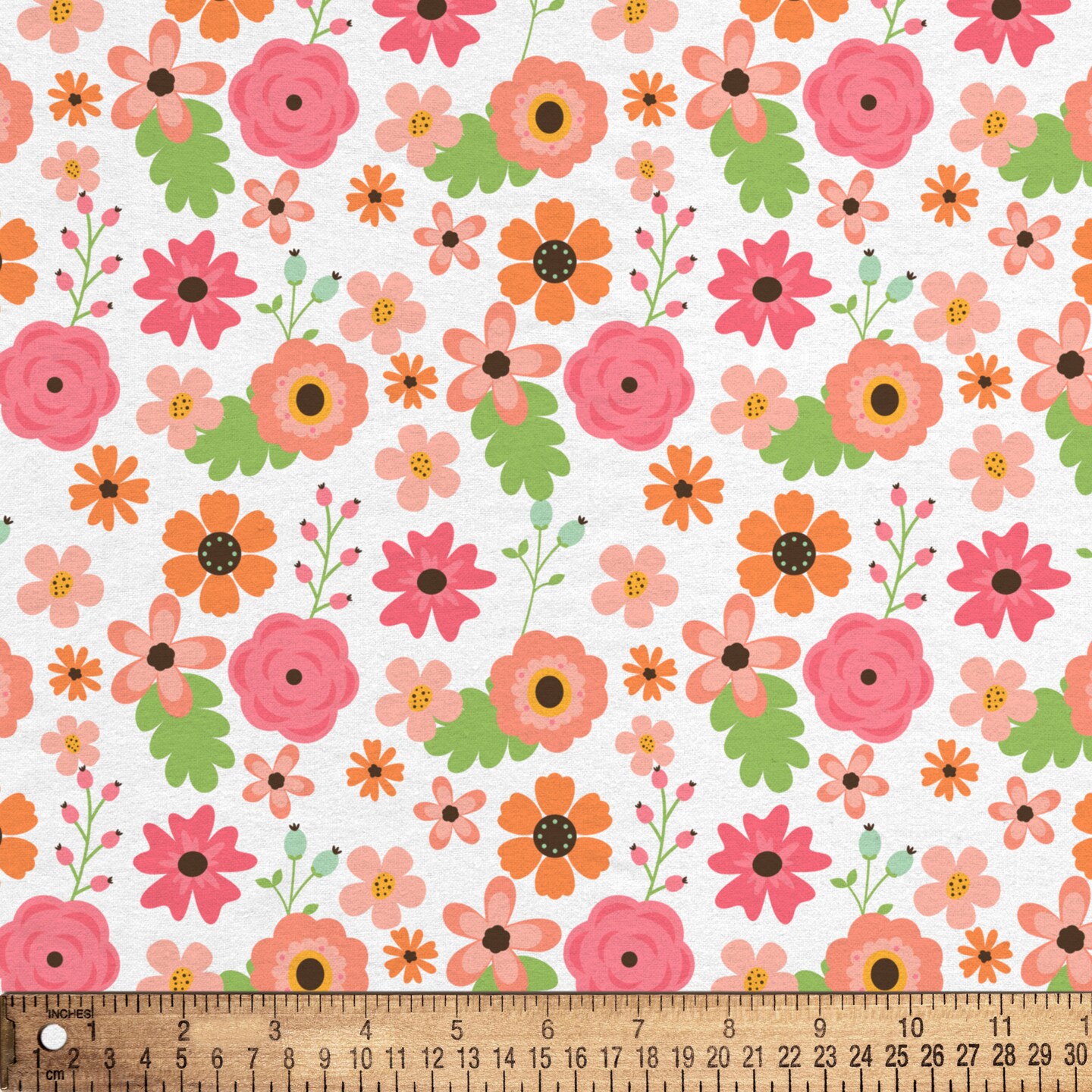 DAVID TEXTILES SPRING FLOWERS WHITE FLANNEL 6 YD BOLT