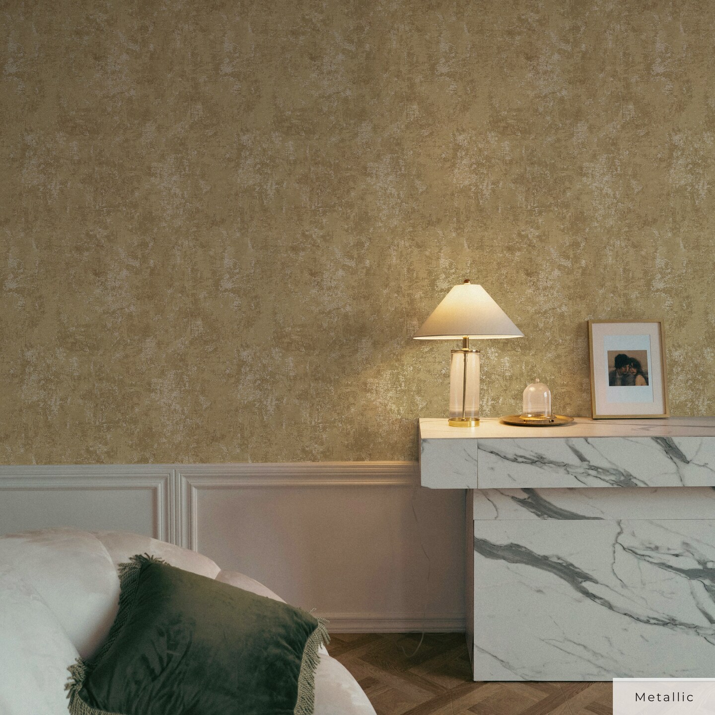 Tempaper Distressed Gold Peel and Stick Wallpaper Metallic Gold Leaf