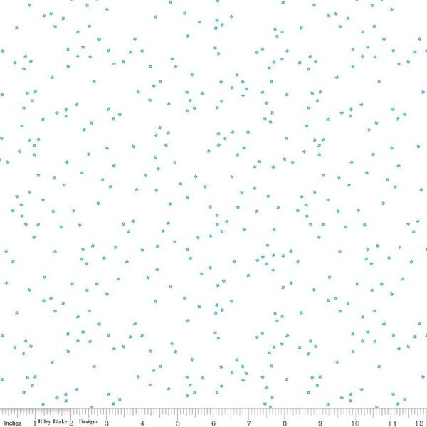 Blossom in Peacock on White (c730-peacock) | Blossom | Christopher Thompson | Riley Blake
