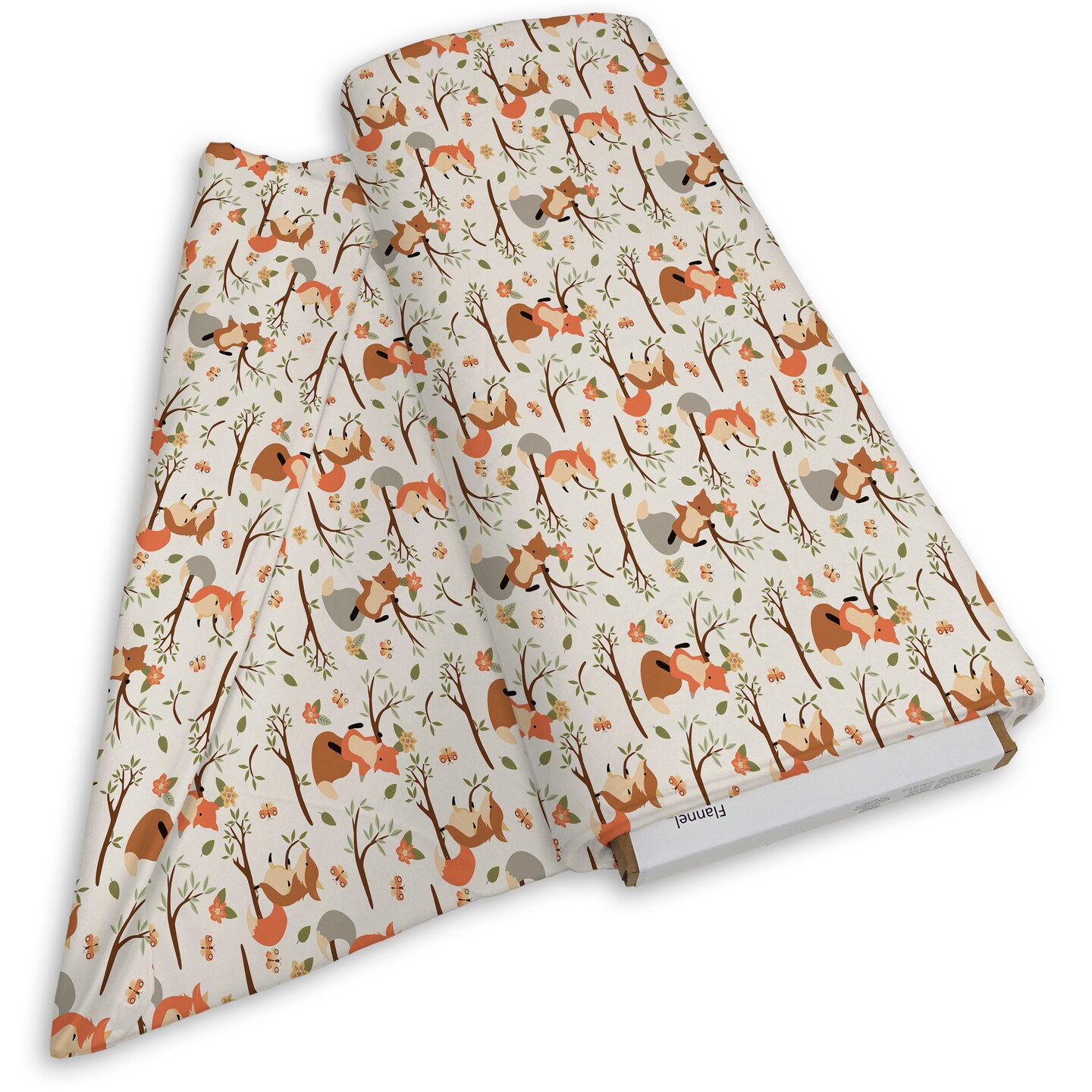 DAVID TEXTILES CLIMBING FOXES CREAM FLANNEL 6 YD BOLT