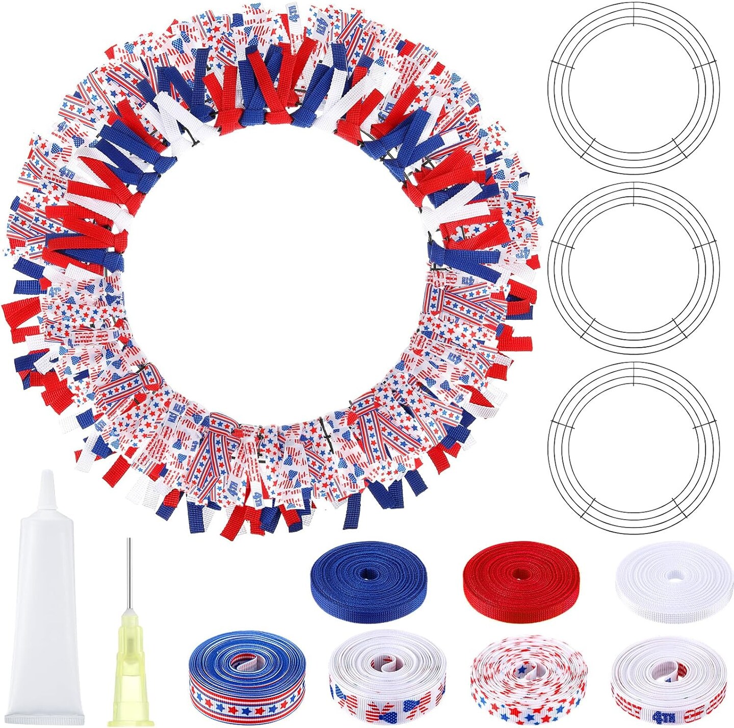 4 Set 12&#x27;&#x27; DIY Patriotic Wreath