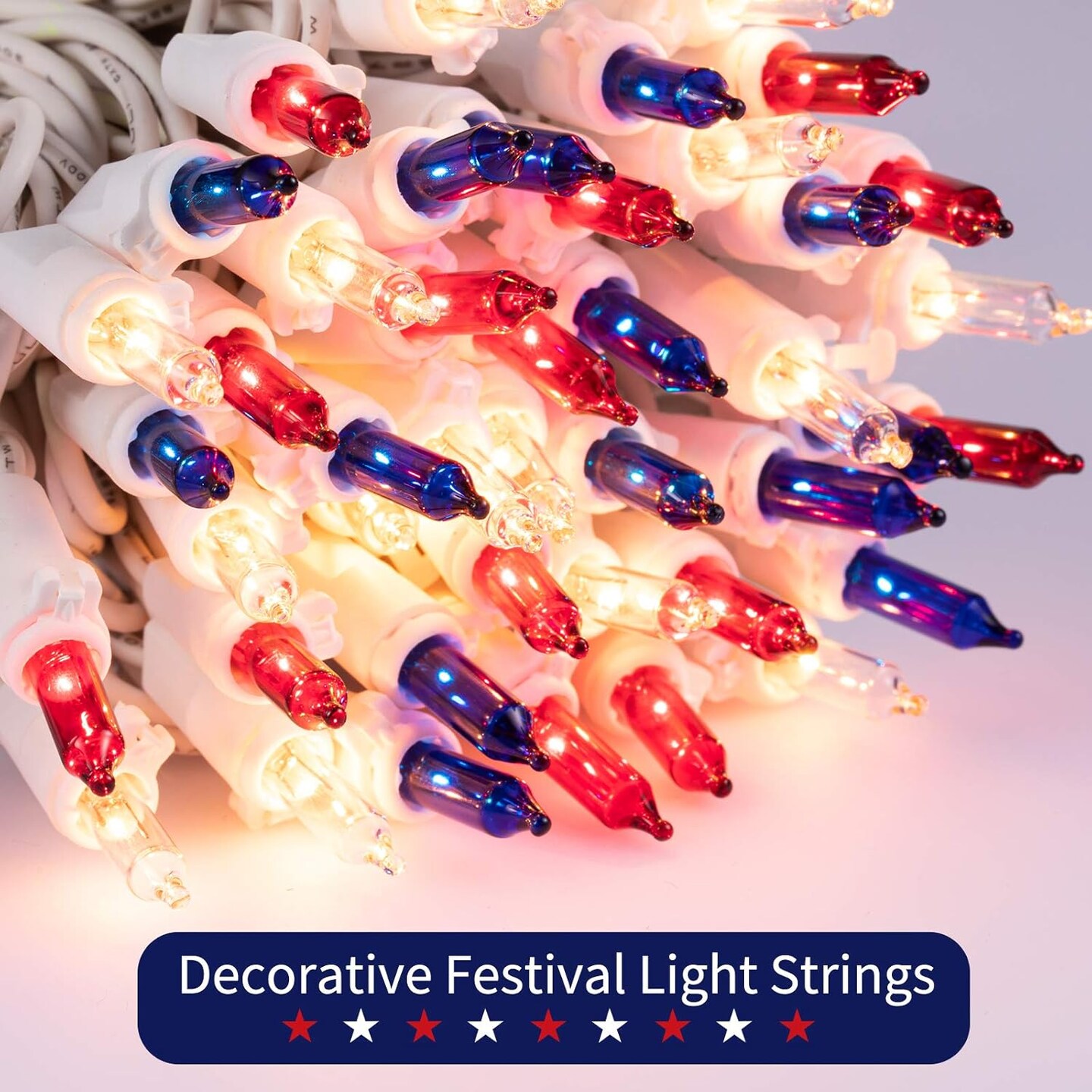 4th of July Decoration Patriotic Mini Lights - 100 Count 25 Feet
