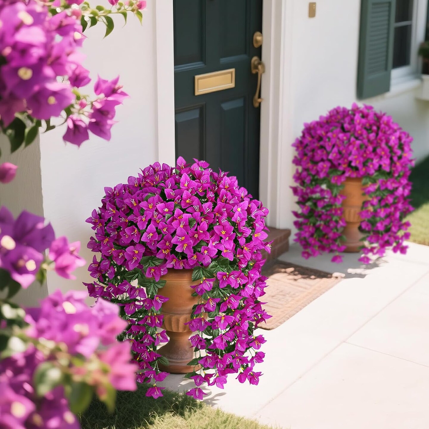 2 Pcs Artificial Bougainvillea Flowers Plants for Spring Home Decor, Fuchsia