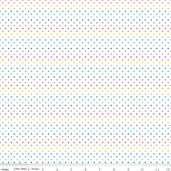 Swiss Dot in Rainbow on White (c660-rainbow) | Swiss Dot | Riley Blake Designs | Riley Blake