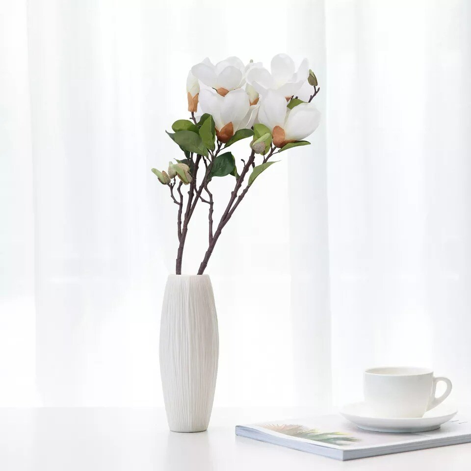 2x Artificial Magnolias Flower Bouquet Fake Plant Bunch Wedding Party Home Decor