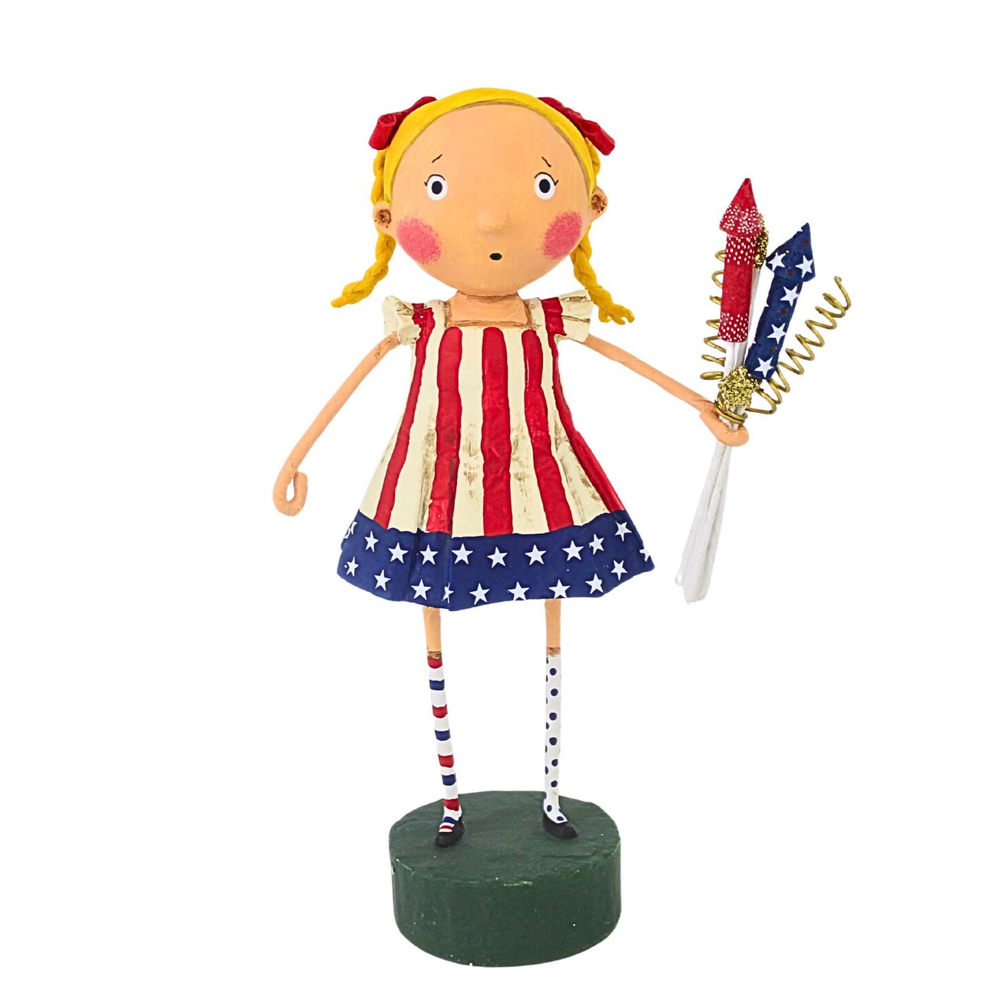 Lori Mitchell 6.25 In Susie Sparkle Patriotic Figurine , Lightweight Summer Decor July 4Th Americana