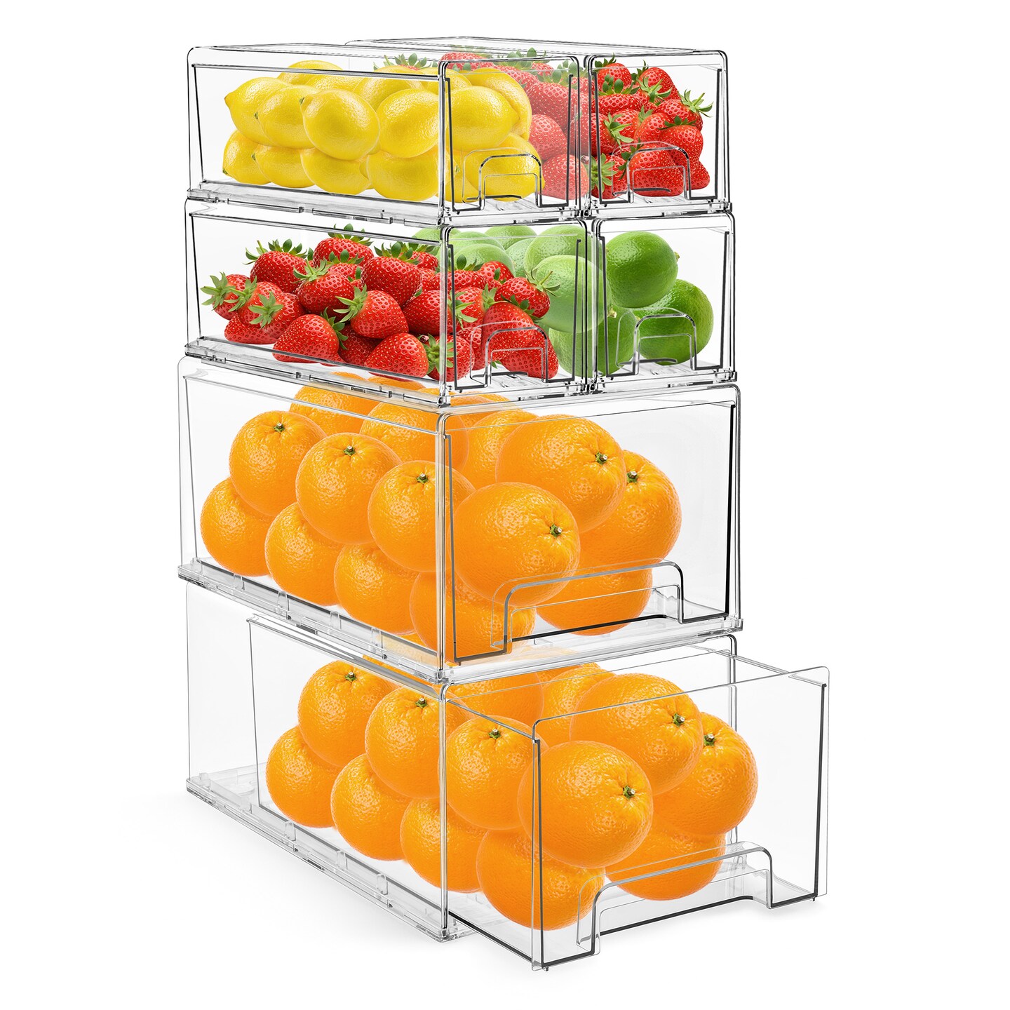 Sorbus Clear Stackable Pull Out Refrigerator Organizer Bins - for Kitchen, Refrigerator, Freezer, Organization and Storage