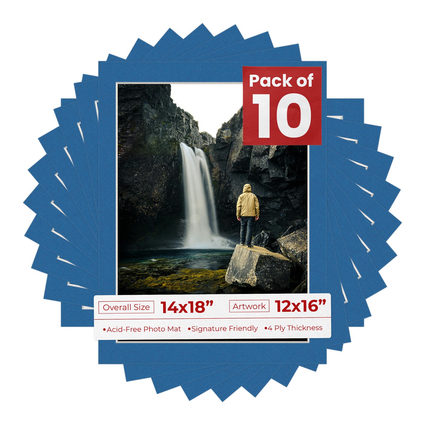 Royal Blue Mat Board for 14x18 Frames - Fits 12x16 Photos, Color: Blue ...