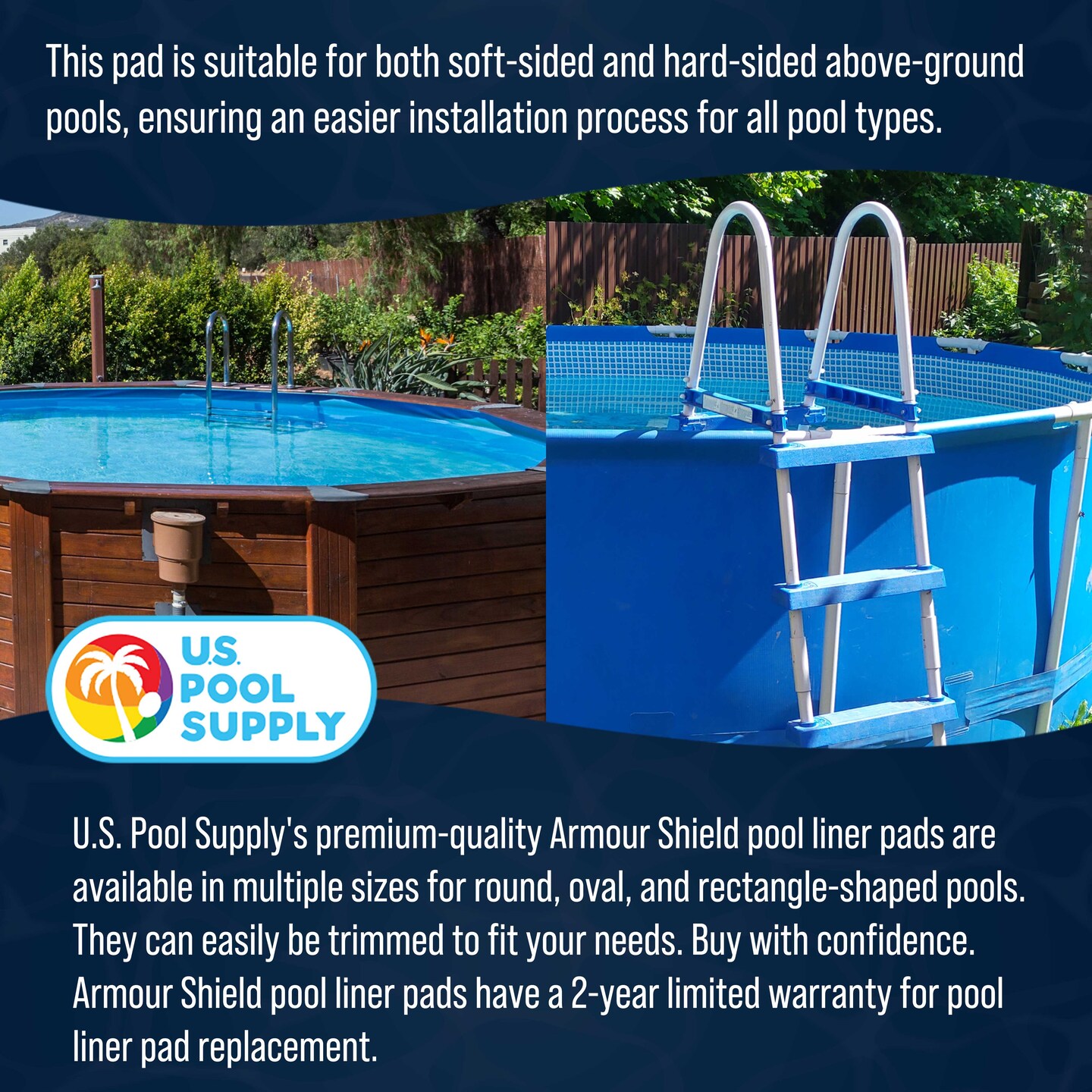 U.S. Pool Supply Ground Shield 15-Foot x 30-Foot Oval Heavy Duty Pool Liner Pad for Above Ground Swimming Pools, Protects Pool Liner Prevents Puncture