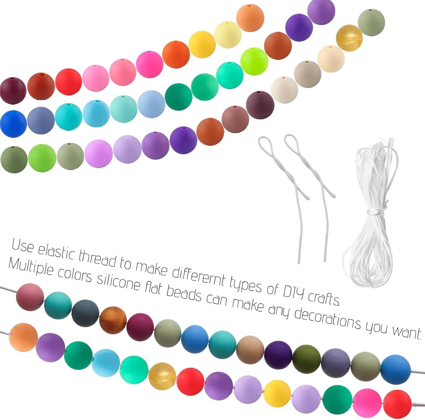Silicone Beads - 40 Colors 15mm Round &#x200B;Beads (160Pcs Bulk) | Durable &#x200B;Rubber Beads for &#x200B;Jewelry Beads, &#x200B;Bracelet Beads Designs