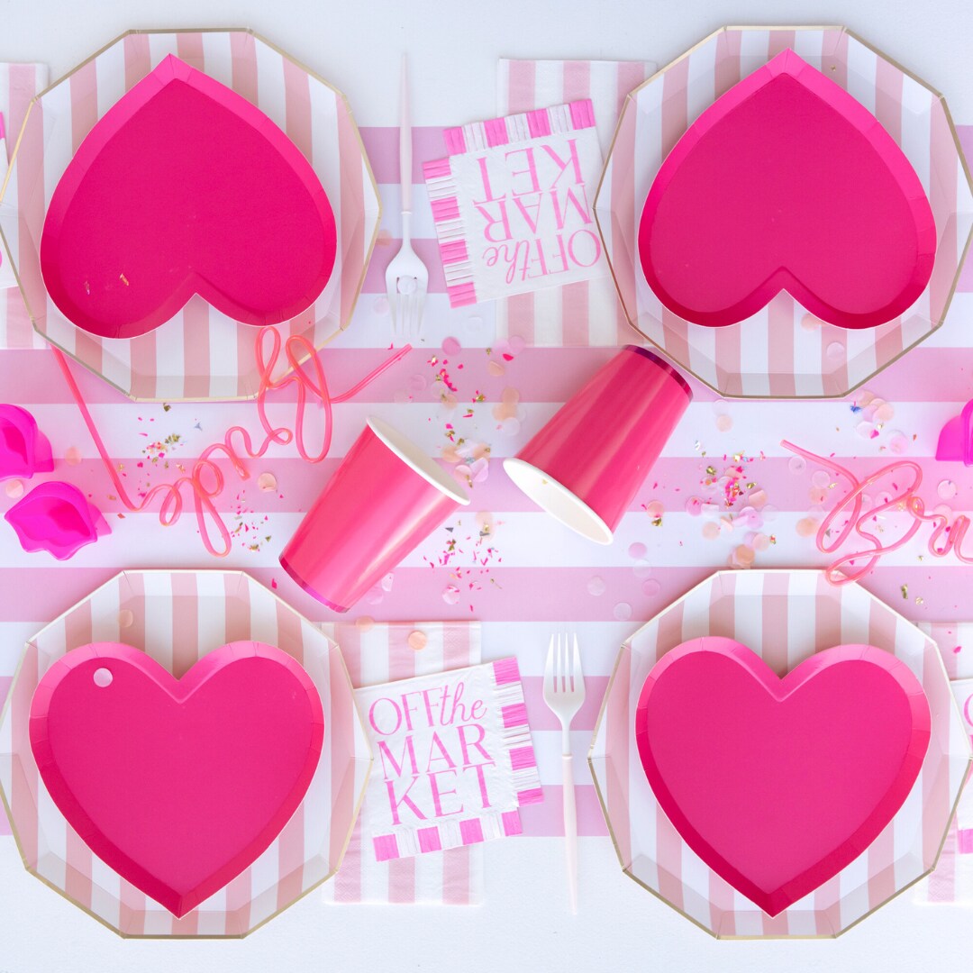 HAUTE PINK HEART SHAPED PLATES