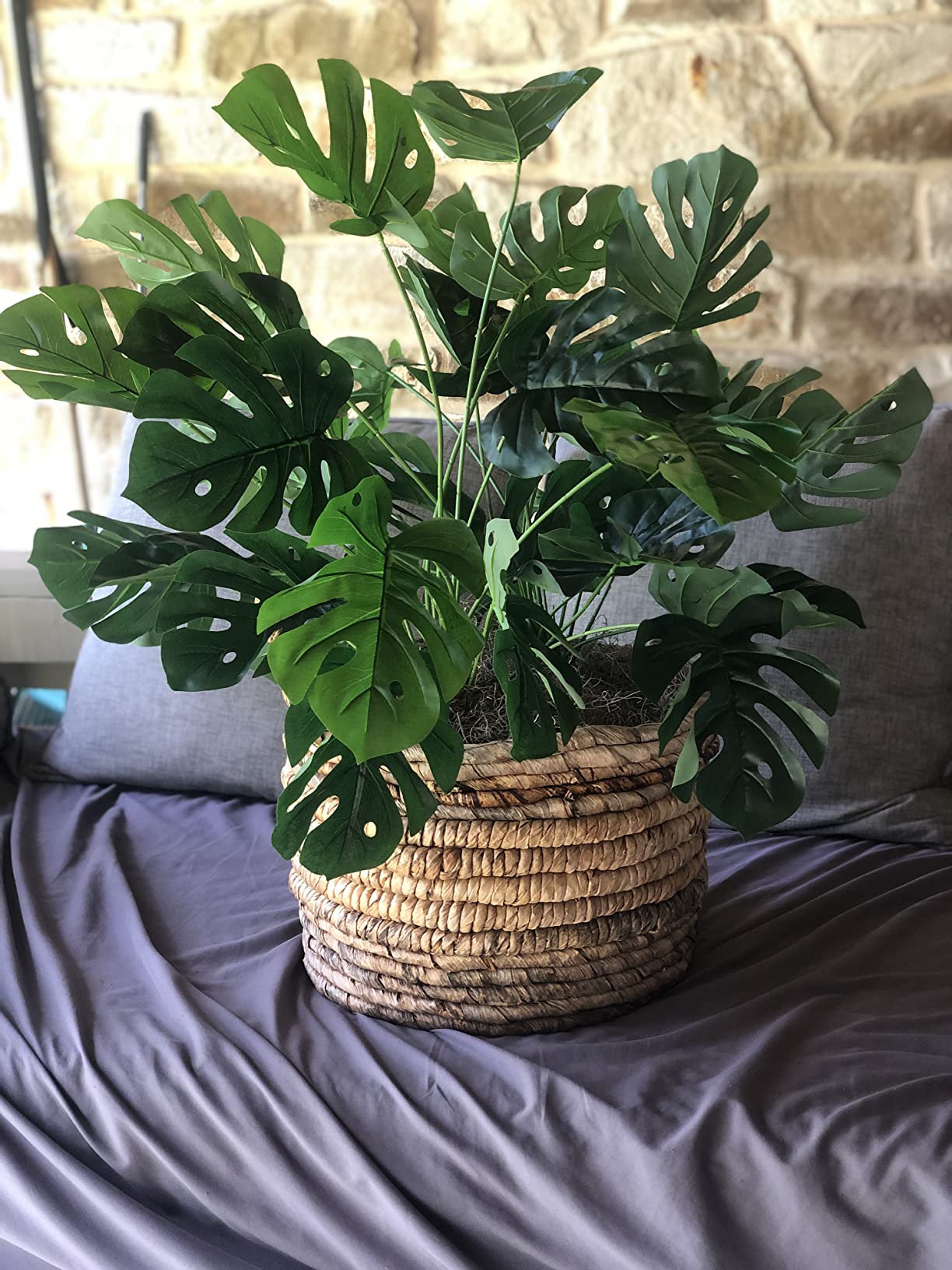 Artificial Monstera Leaves Tree Faux Turtle Leaf Plant for Home Decor Fake Banana Leaves Tree for Office Indoor Outdoor