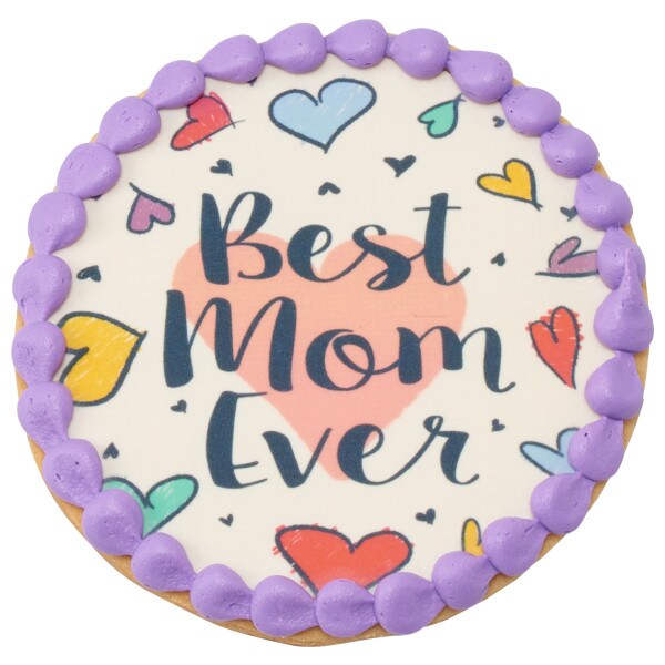 Best Mom Ever Photo Edible Cake Topper Image 7.5 Round