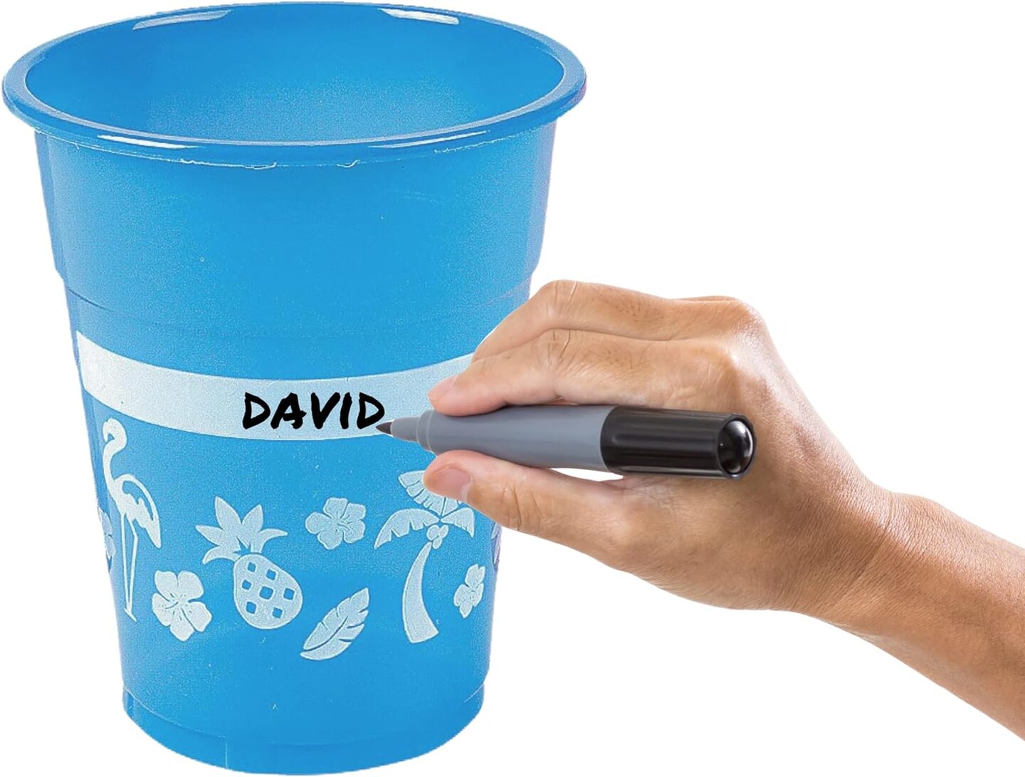 4E's Novelty 48 Pack Tropical Party Cups with Parasol Straws for Hawaiian Party Decor, Luau, Pool & Birthday Celebrations