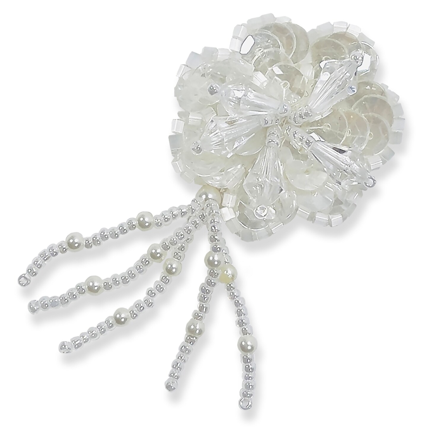 Vintage Bridal Pearl Crystal Flower with Drops Applique