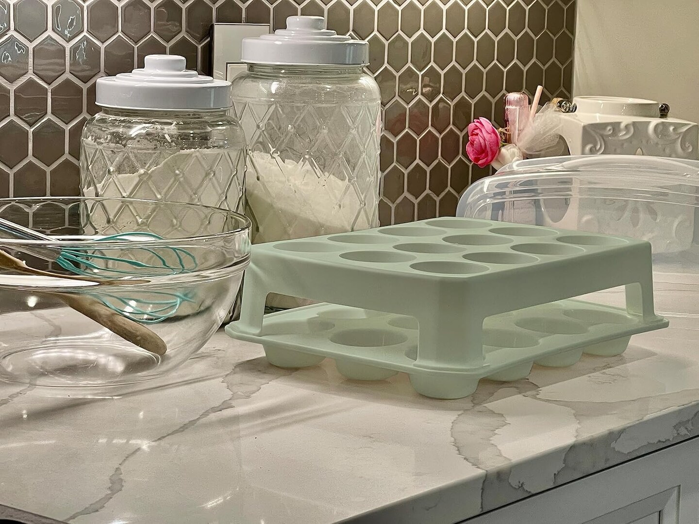 Green Cupcake Carrier – Holds 24 Cupcakes, Two-Tier, Reusable