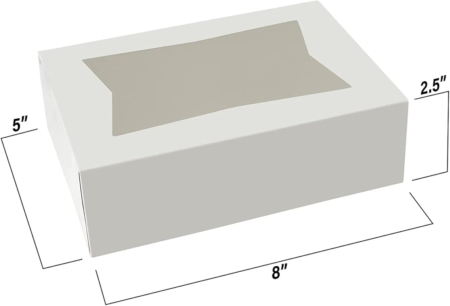 Cupcake Boxes 8&#x22; x 5.75&#x22; x 2.5&#x22; - Auto Pop-Up Bakery Boxes with Window (Pack of 25) - Made in the USA