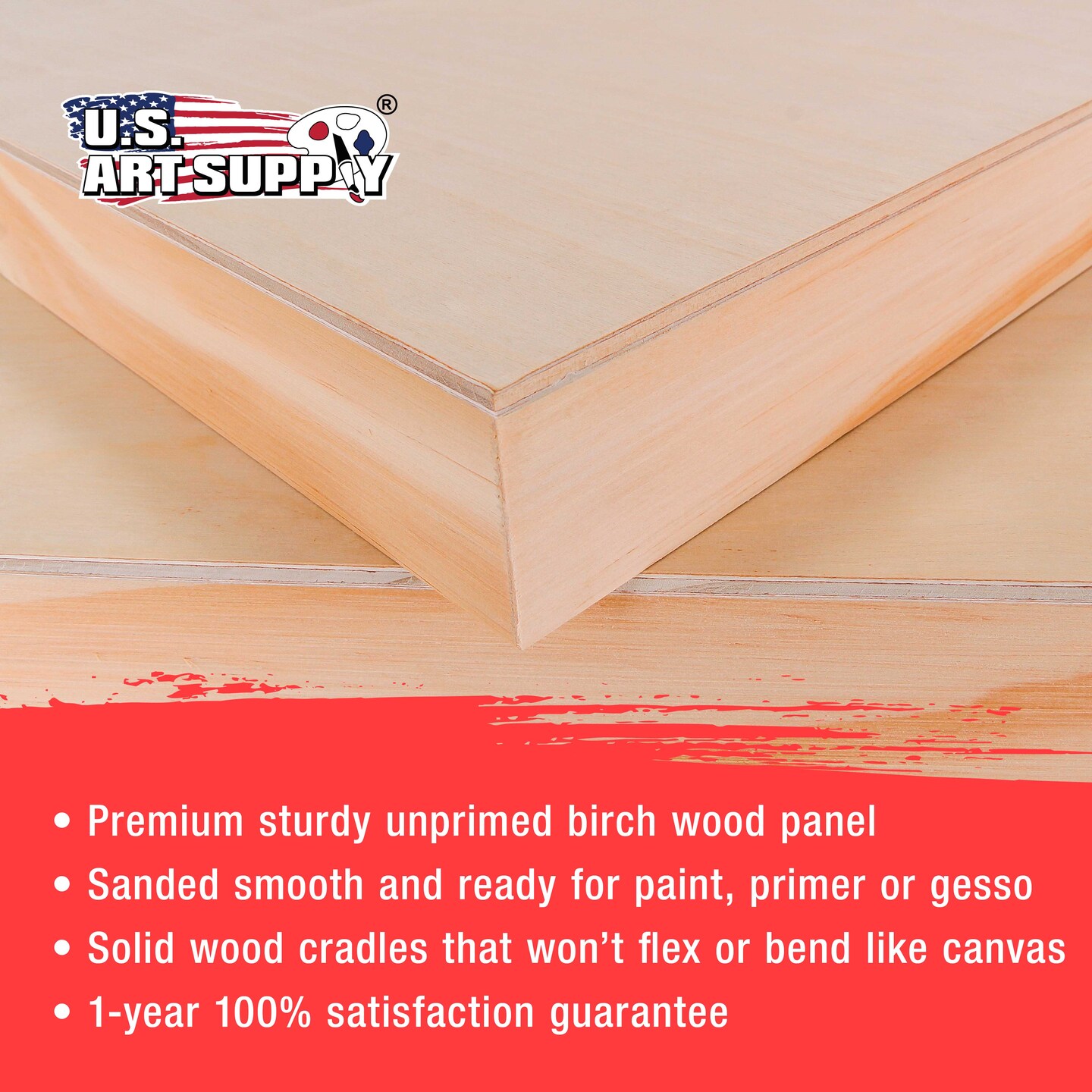 Unfinished Cradled Wood Panels for Painting, 2 Pack of 24x48 inch - Gallery Birch Wooden Canvas Boards 1-1/2&#x22; Deep - Mixed-Media Craft, Acrylic, Oil, Encaustic, Paint Pouring