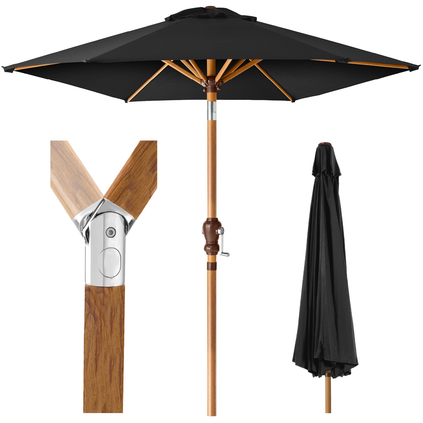 Best Choice Products 10ft Outdoor Woodgrain Pattern Steel Market Patio Umbrella w/ Crank, Tilt