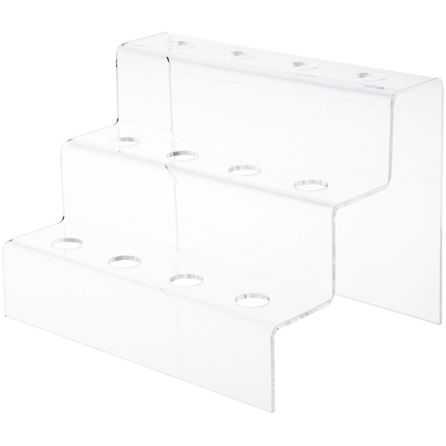 Plymor Clear Acrylic Wine Bottle Stopper Display Stairs, 6.25" H x 8.75" W x 6.5" D