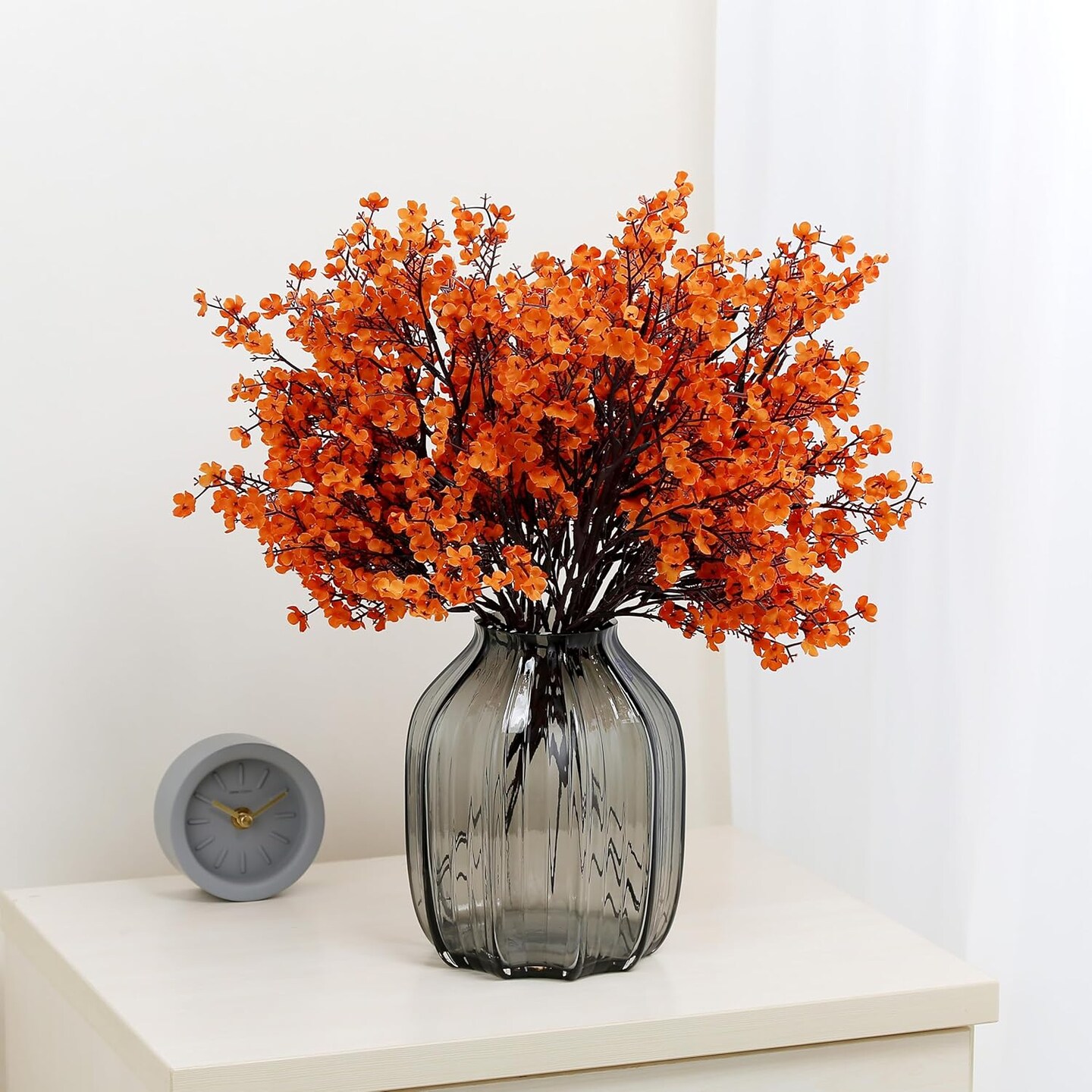 Babys Breath Orange Silk Artificial Flowers 6 Bundle European Fake Silk