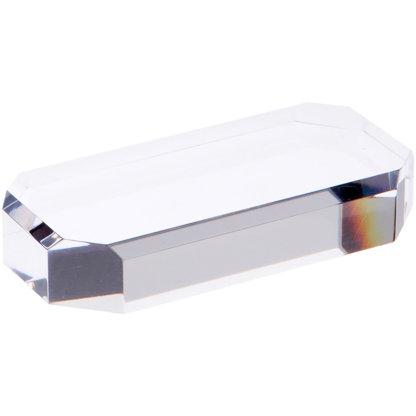 Plymor Clear Acrylic Beveled Corner-Cut Rectangular Display Base, 4" W x 2" D x 0.75" H