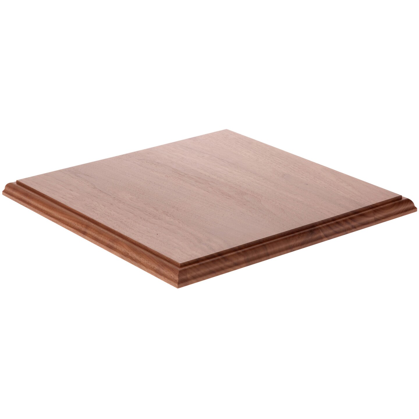 Plymor Solid Walnut Square Wood Display Base with Ogee Edge, 13.625" W x 13.625" D x 0.75" H