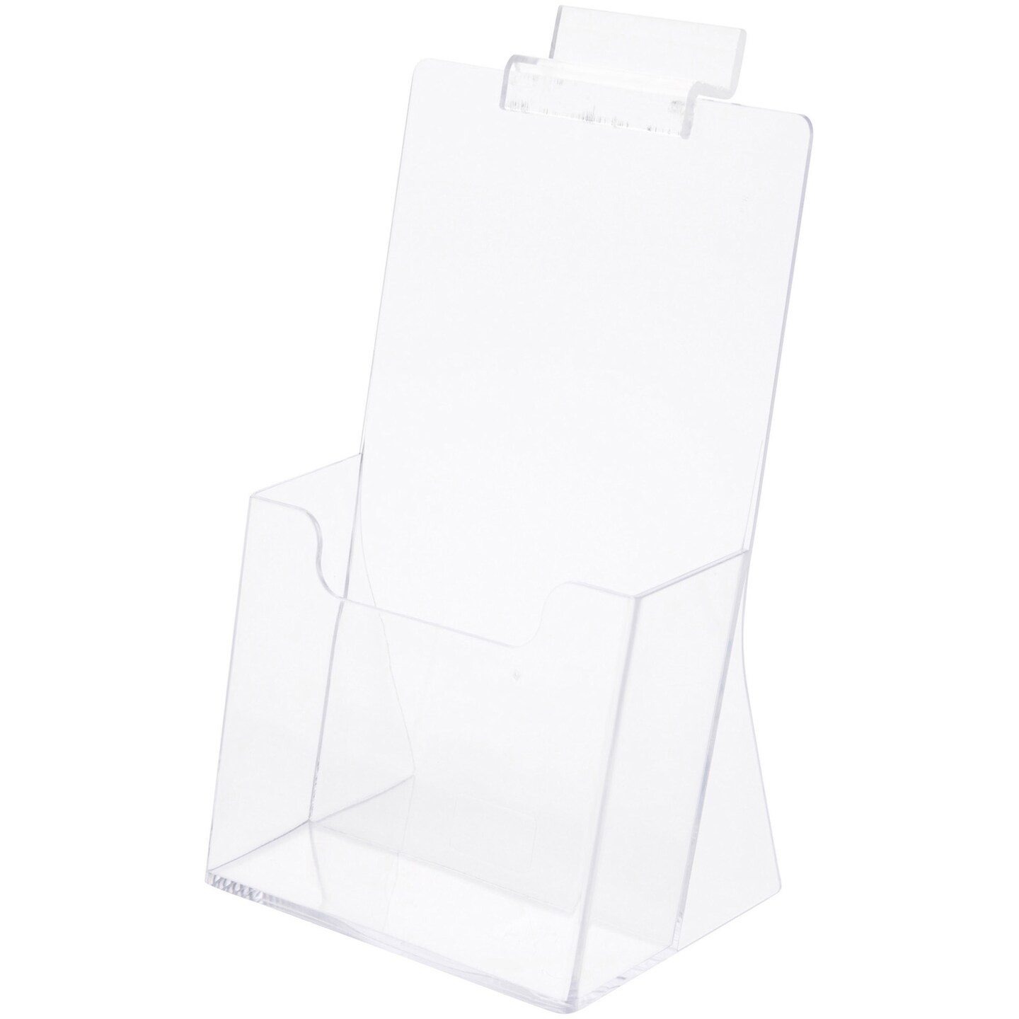Plymor Clear Acrylic Tri-Fold Brochure Literature Holder (Countertop / Slatwall), Fits Documents Up to 4" Wide