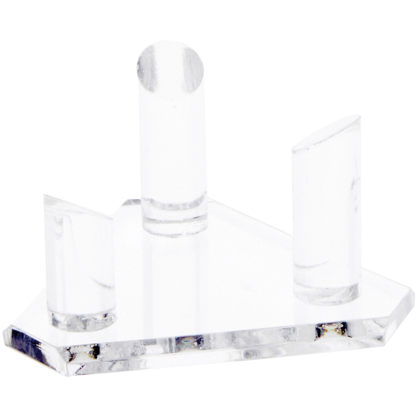Plymor Clear Acrylic Beveled Triangular Display Base with 3 Display Prongs for Geode, Mineral or Crystal Cluster, 3.125" W x 2.75" D x 1.625" H
