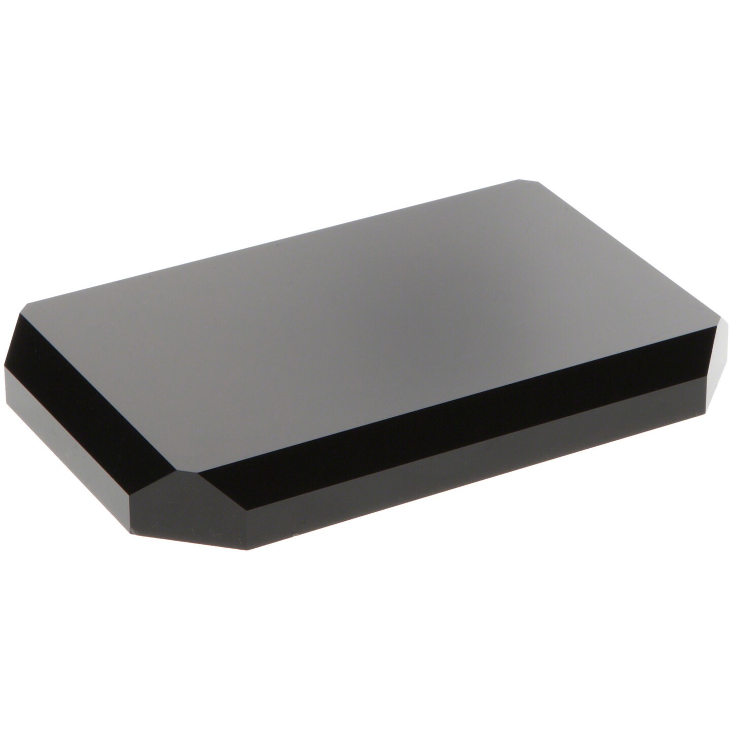 Plymor Black Acrylic Beveled Corner-Cut Rectangular Display Base, 6" W x 4" D x 0.75" H
