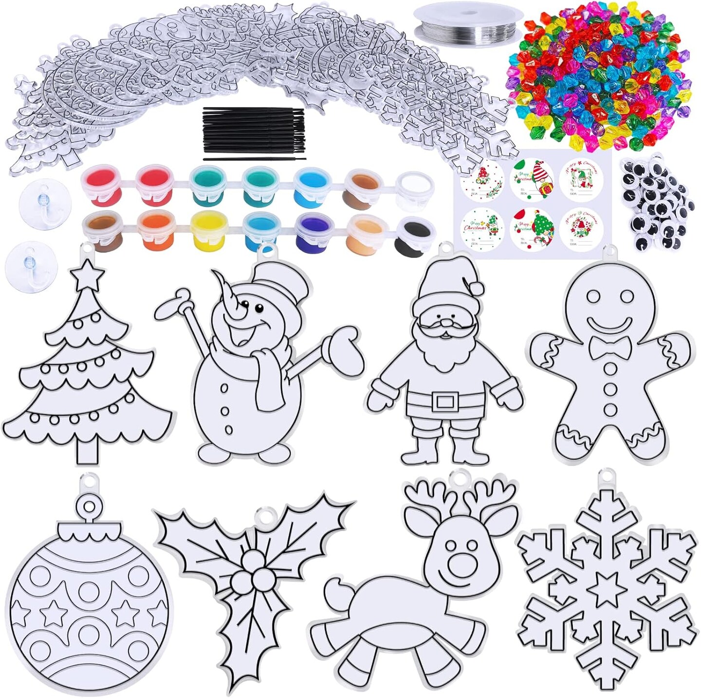 24 Sets Christmas Suncatchers Ornaments Craft Kits Decorations