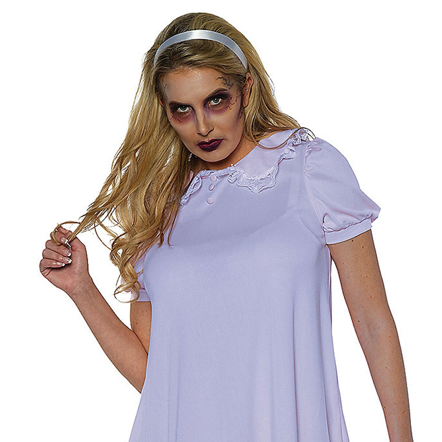 Scary Adult Halloween Costume Off White Mini Dress Lace Collar Outfit