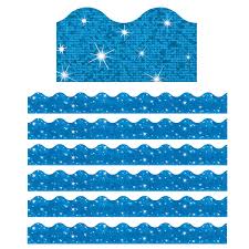 Terrific Trimmers® Sparkle Blue Bulletin Board Border – 2¼ in x 32½ ft, Glitter Classroom Trim