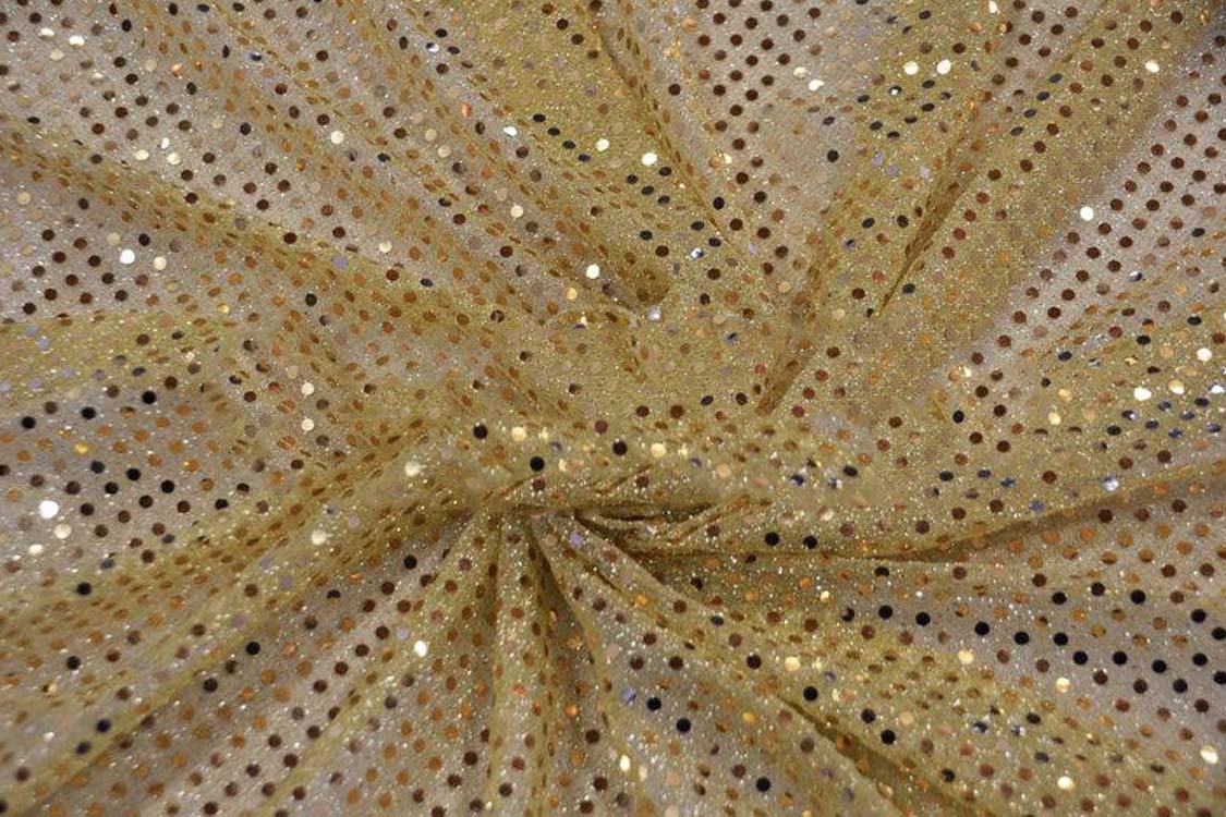 1 Yard Confetti Dot Sequins Fabric with 3mm Metallic Shine for Costumes and Decor