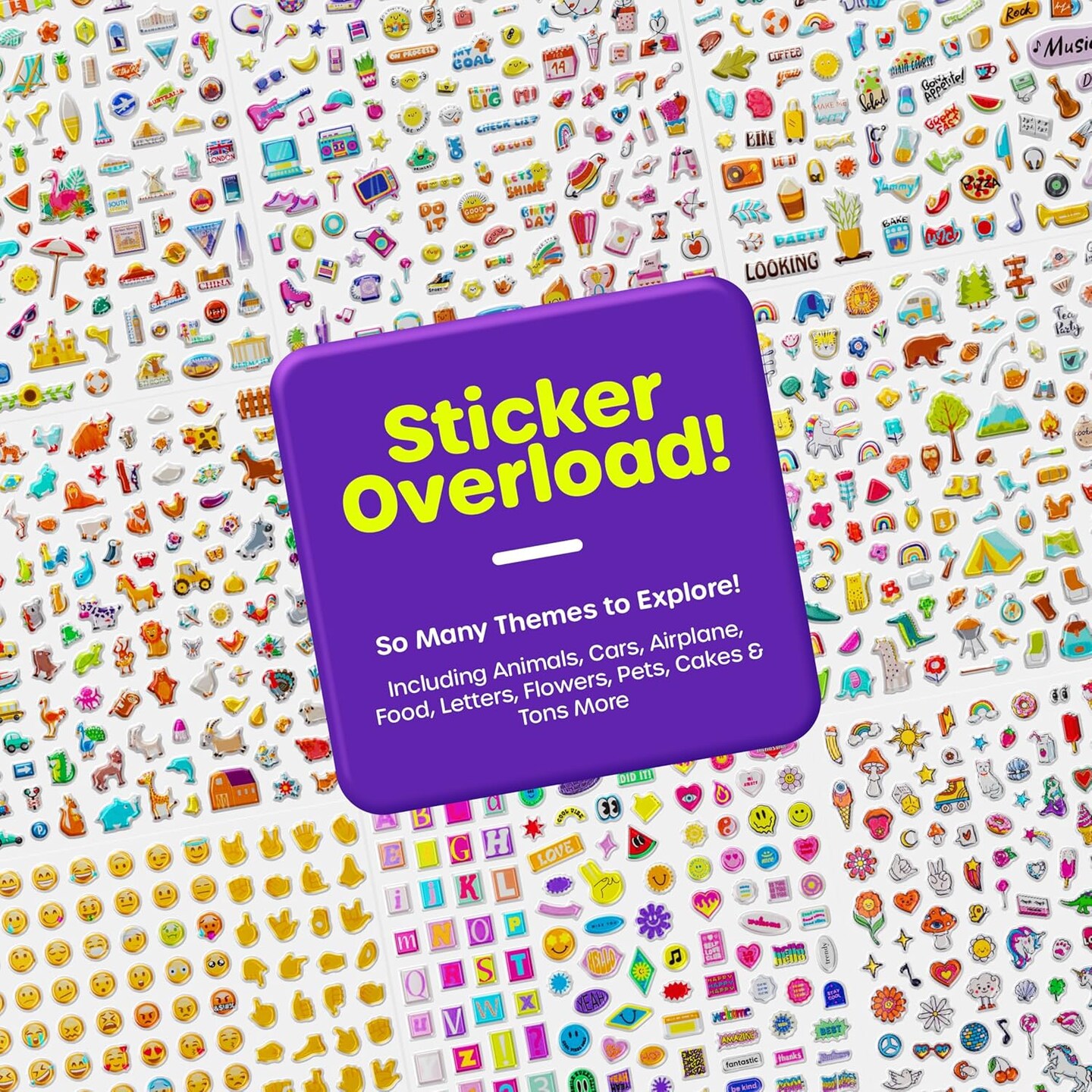 1000+ 3D Puffy Stickers for Kids, Teens, Toddlers Ages 2-4 Years, Girls &#x26; Boys