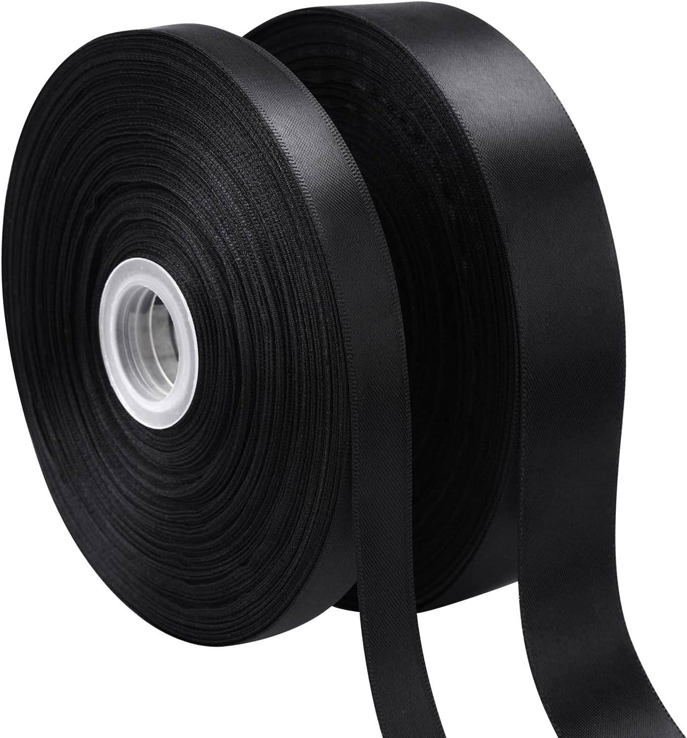 2 Rolls (1&#x201D;&#xD7;50 Yards, 1/2&#x201D;&#xD7;50 Yards) Black Satin Ribbon