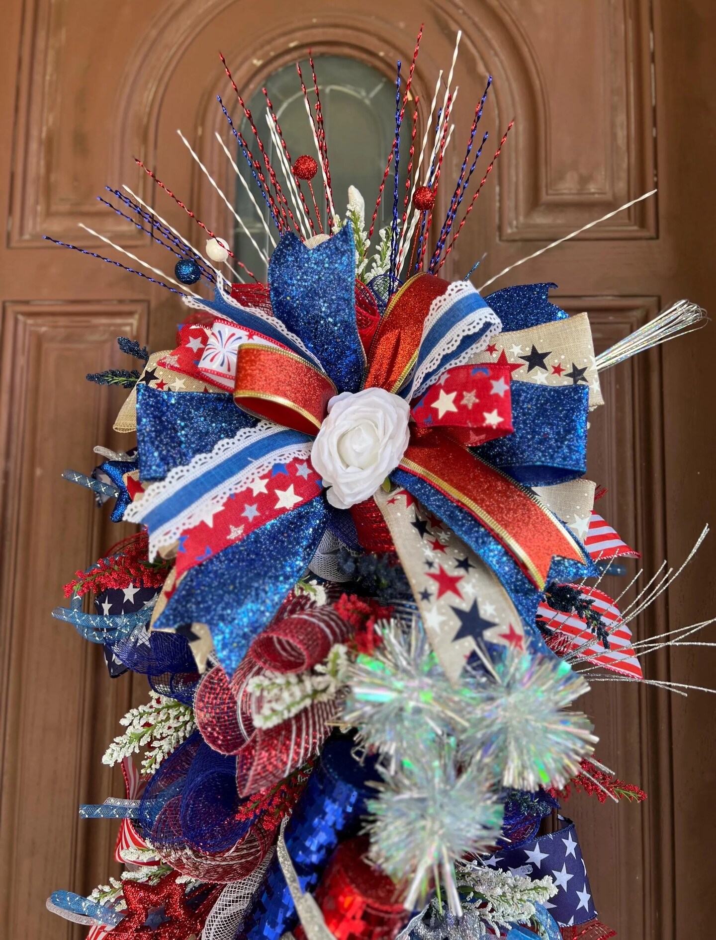 Patriotic door Swag Red white and blue decor 4th of July double