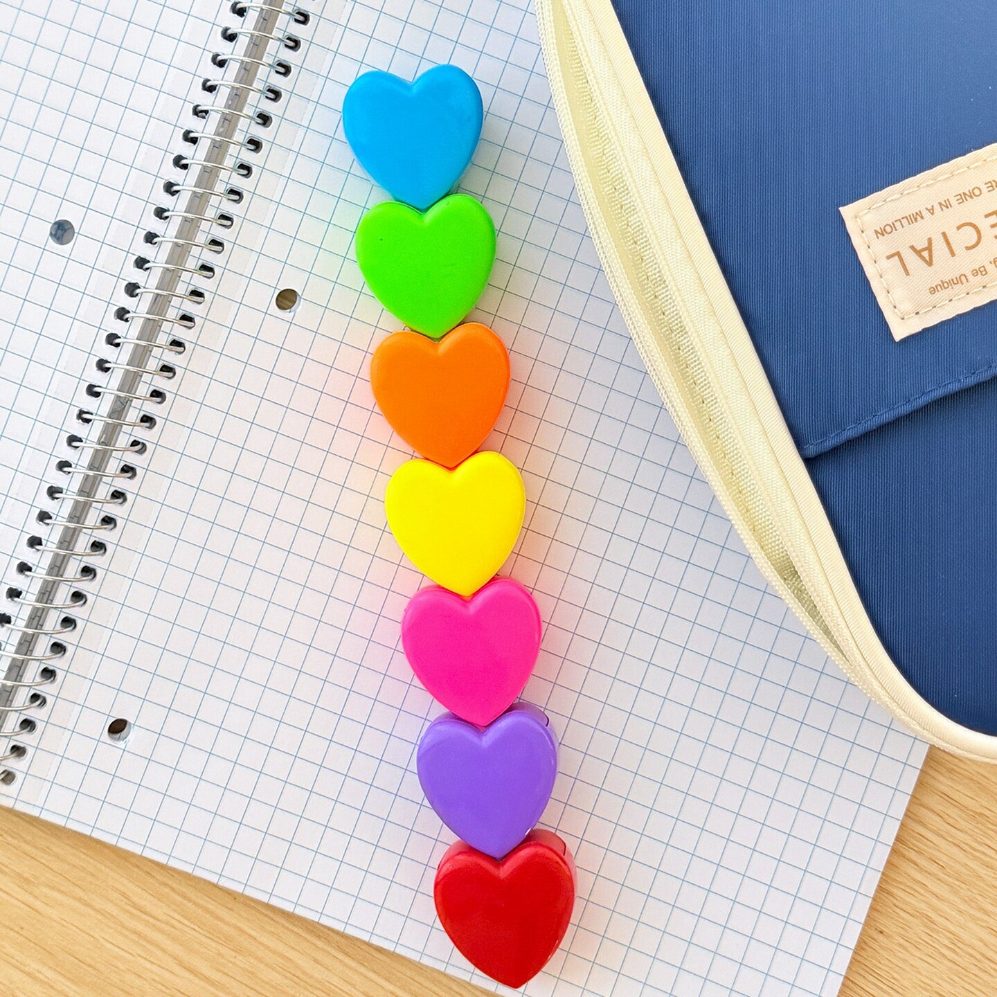 Wrapables Mini Stackable Highlighters, Cute Multi-color Markers, Hearts