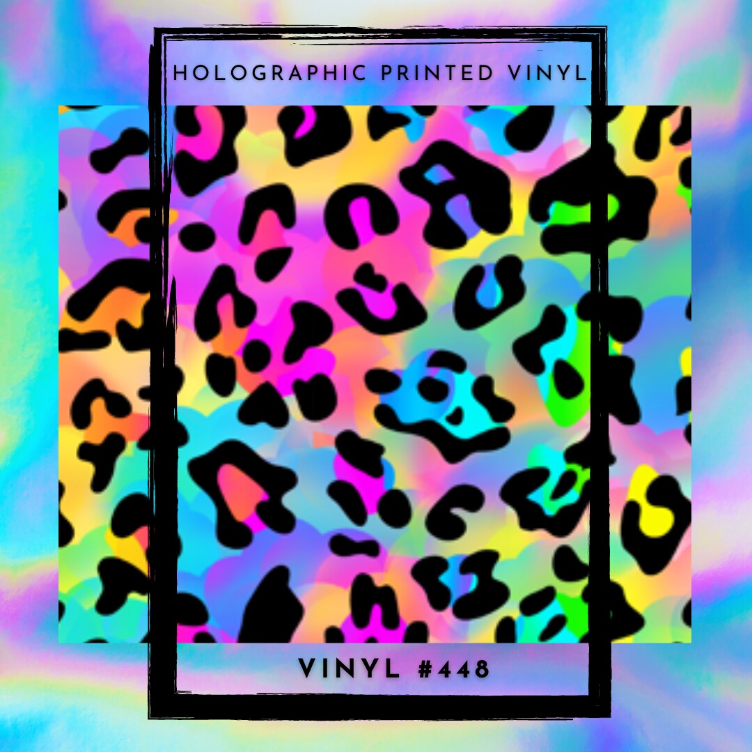 #448 HOLOGRAPHIC - Rainbow Leopard 12x12 Pattern Vinyl