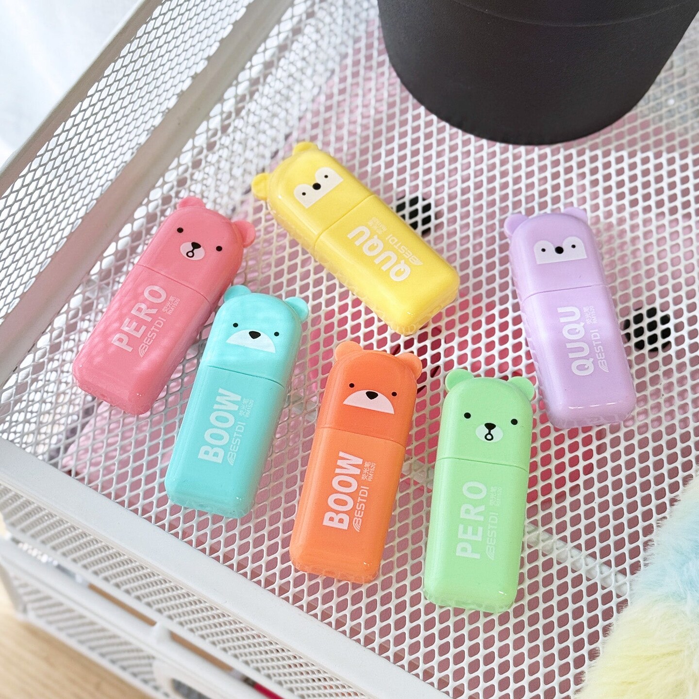 Wrapables Cute and Colorful Highlighters, Marker Pens, Stationery Supplies (Set of 6), Bears