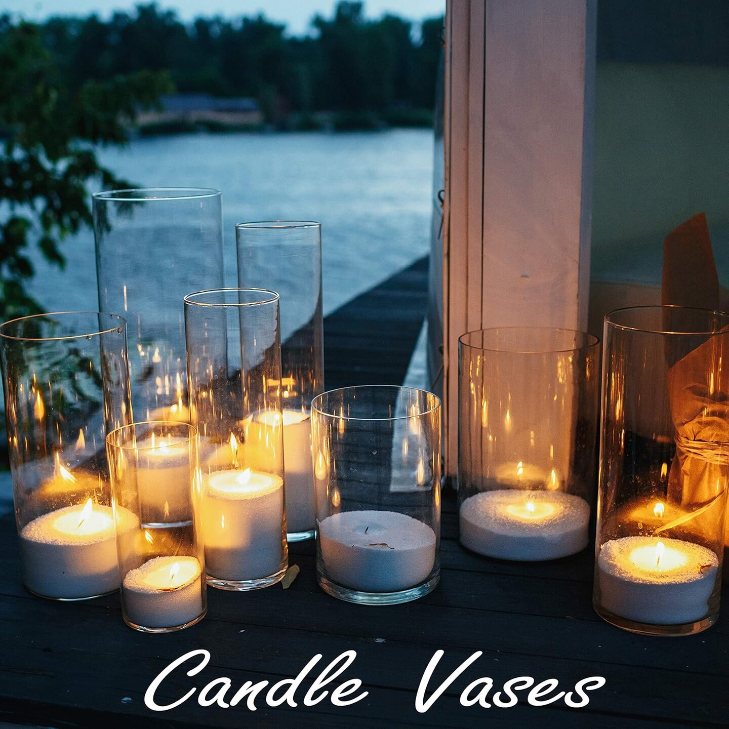 Clear Glass Cylinder Vase (H:12&#x22; D:4&#x22;) | Multiple Size Choices Glass Flower Vase Centerpieces | Hurricane Floating Candle Holder