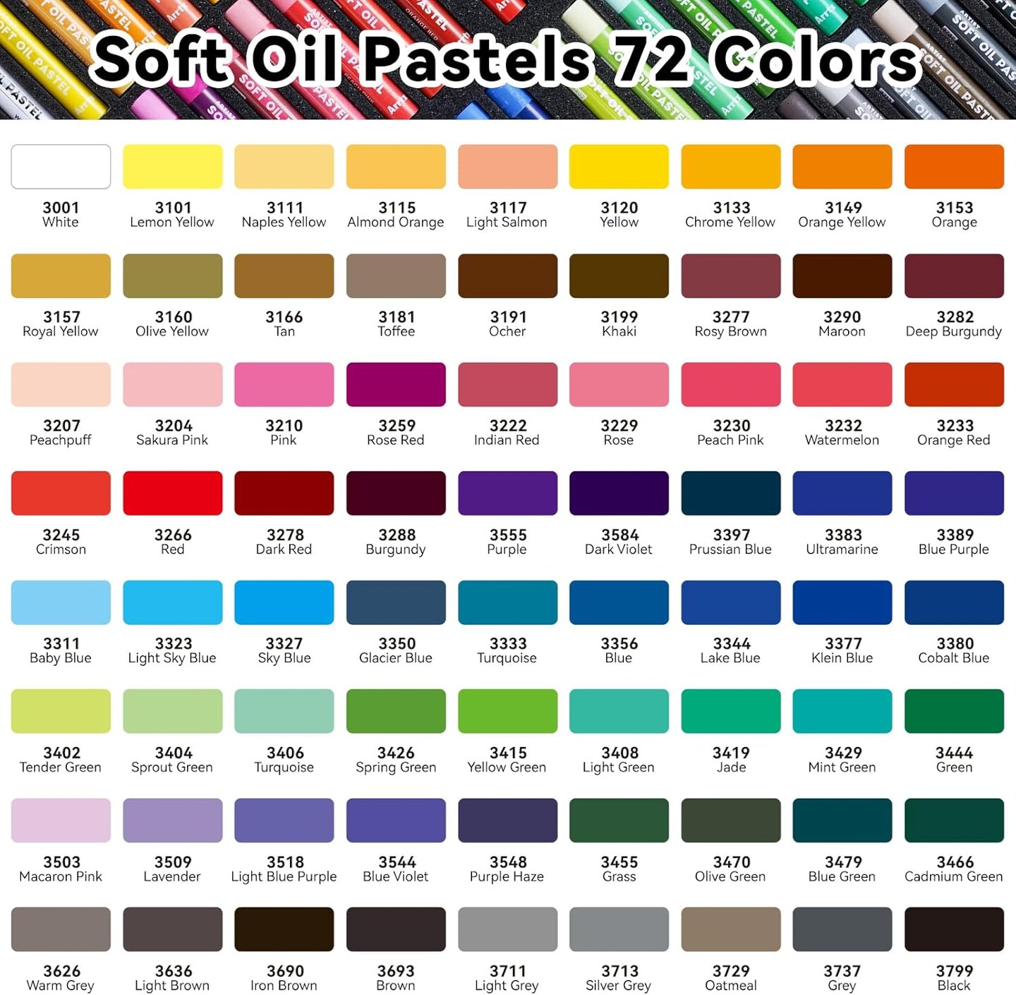 Oil Pastels for Artists, 72 Colors Soft Oil Pastels Vibrant and Creamy, Art Pastel Crayons Art Supplies for Professional and Beginners