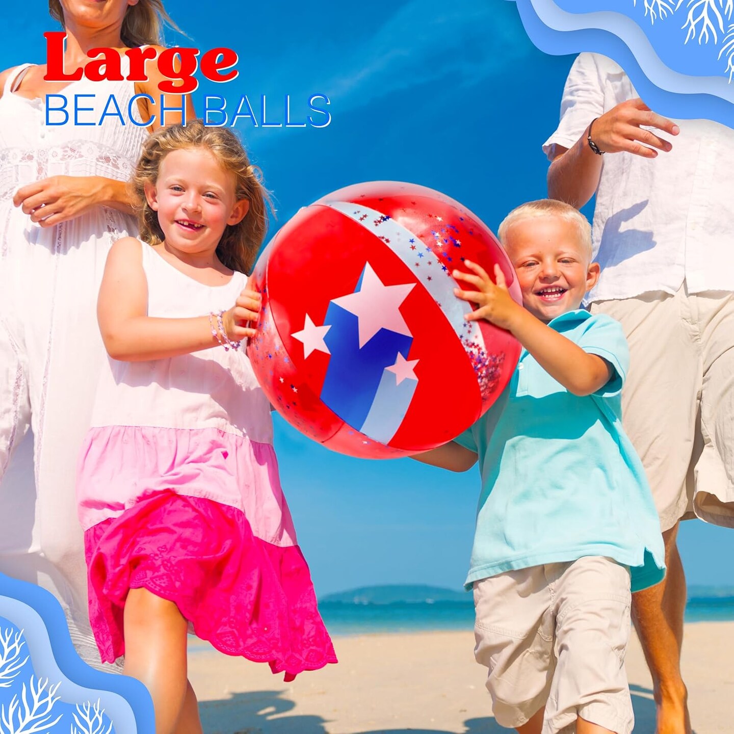 4E's Novelty 2 Pack Patriotic Beach Balls – 22’’ Inflatable Balls, 4th of July Party Supplies