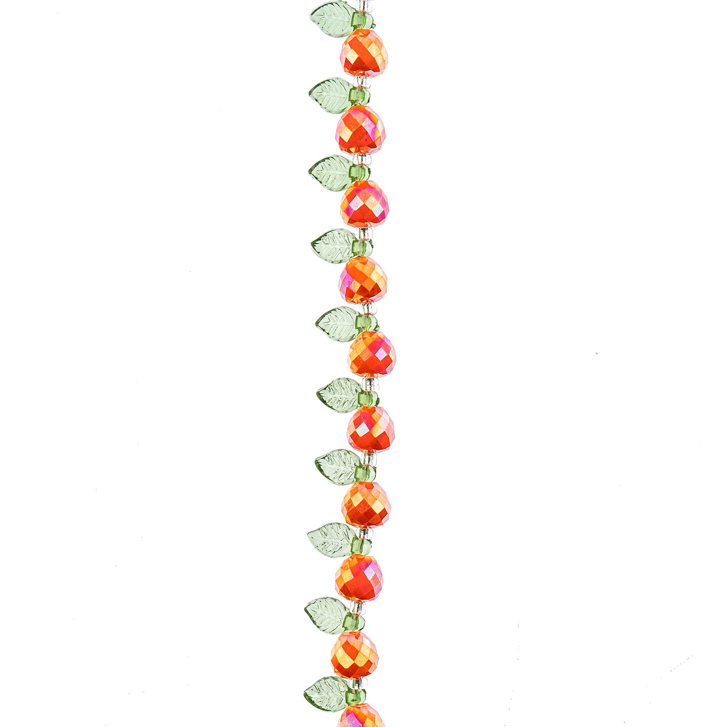 Crystal Lane DIY Glass Garden Pears with Leaf Bead Strand, 14pcs