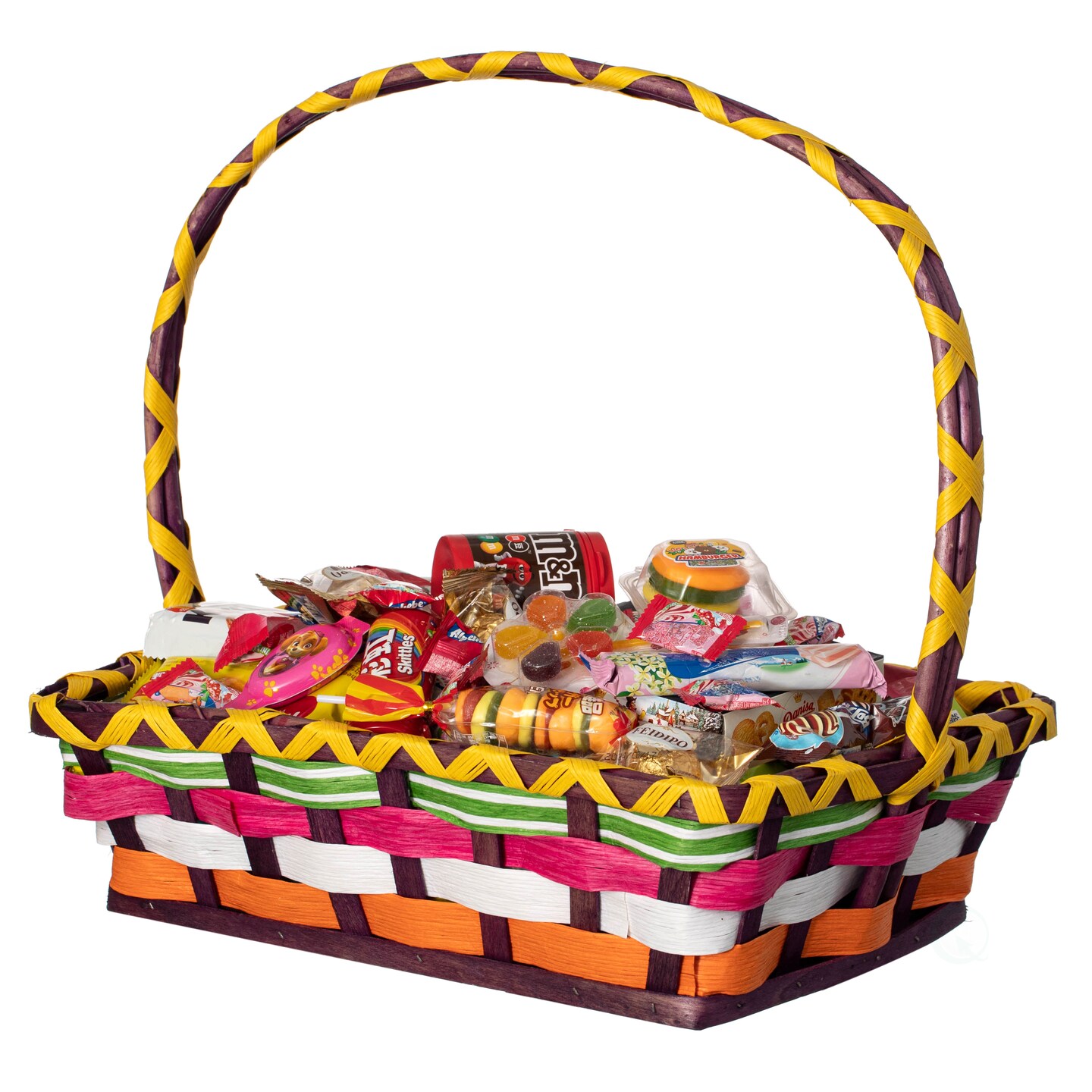 Wickerwise Vibrant Wicker Gift Basket – Versatile Woven Basket with Handle for Easter Candy, Fruit, Snacks, Garden Wedding Decor, Adult Easter Gifts, Party Favors, Kitchen Storage, and Garden Decor