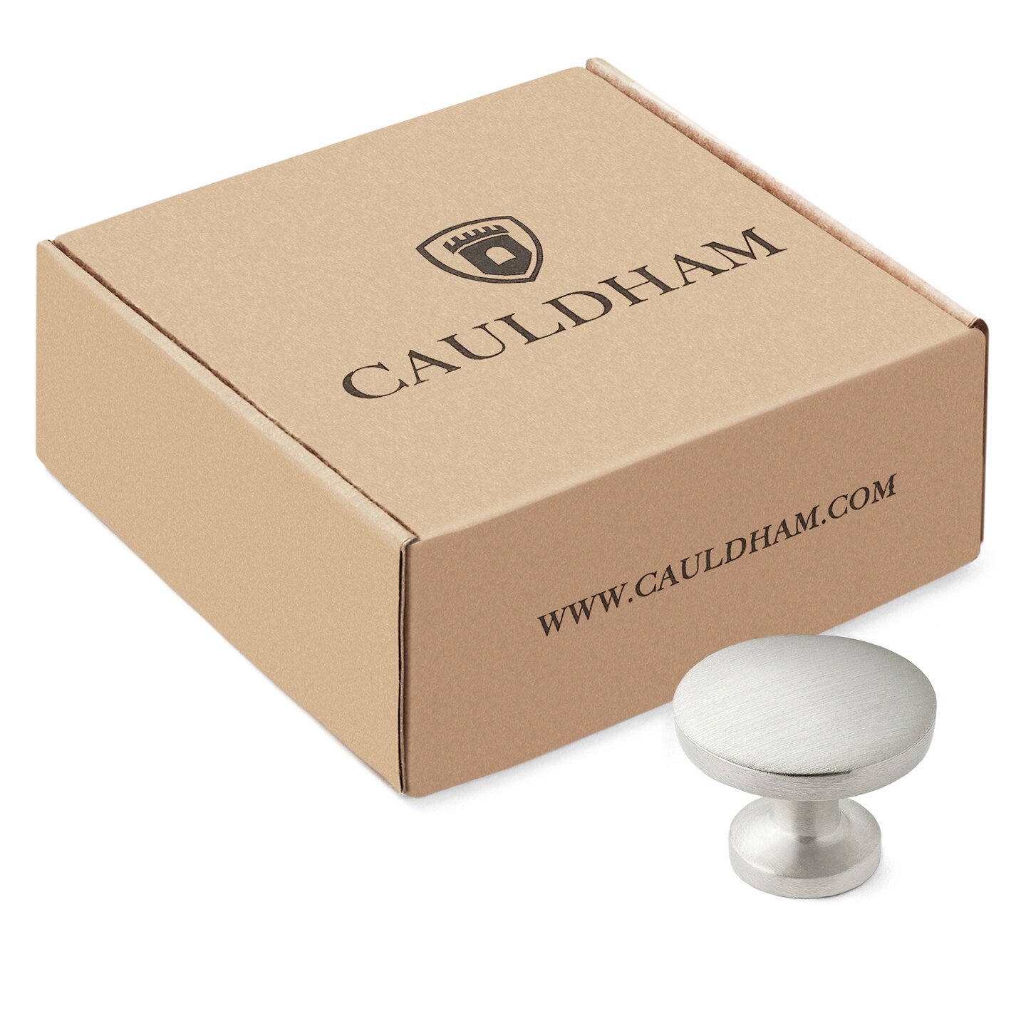 Cauldham Solid Round Kitchen Cabinet Knobs Pulls (1-1/8&#x22; Diameter) - Dresser Drawer/Door Hardware - Style R126 - Satin Nickel