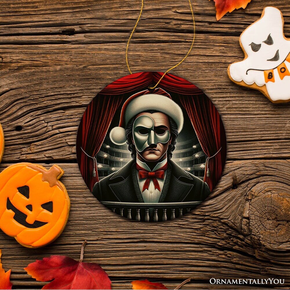 Phantom of the Opera Ceramic Ornament, Menacing Holiday Gift for Halloween Tree